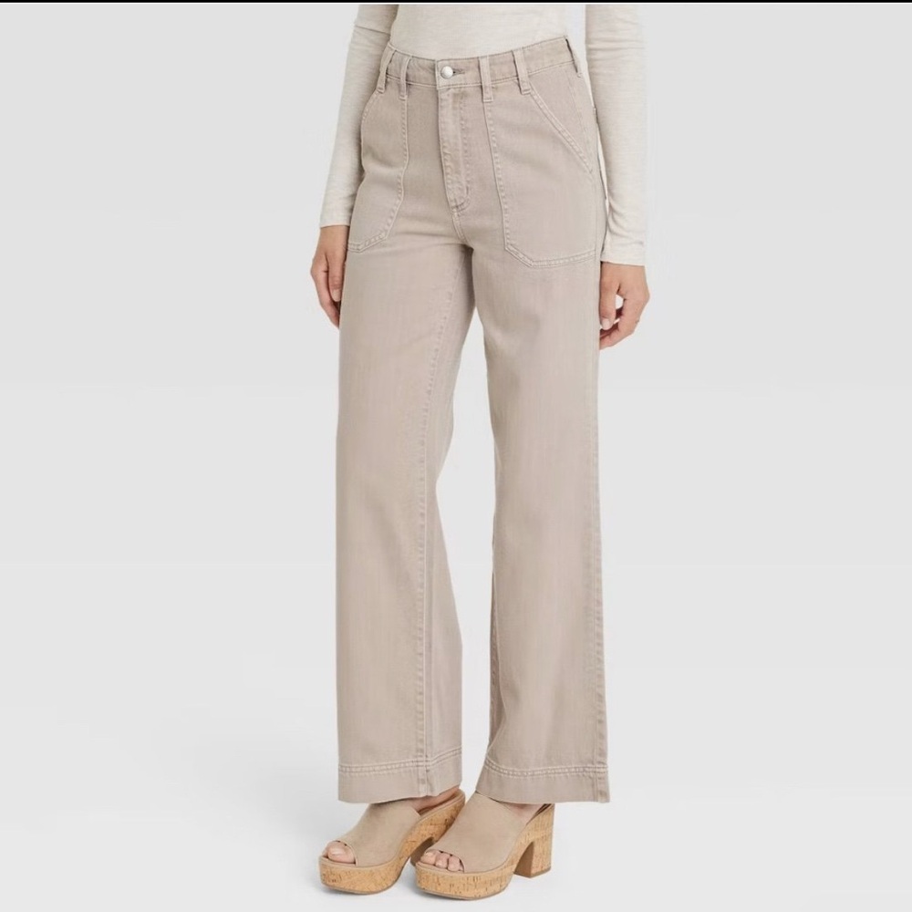 Universal Thread High Rise Wide Leg Khaki pants Sz 8L